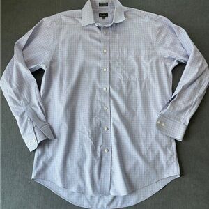 Neiman Marcus Check Dress Shirt‎ Mens 16 34-35 Blue Pink Long Sleeve Classic
